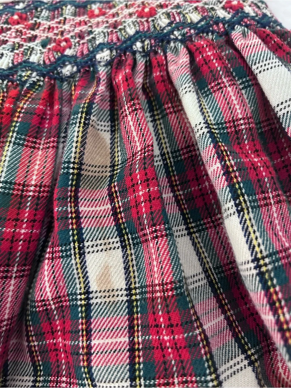 Laura Ashley Red and White Plaid Smocked Dress Size 6X
